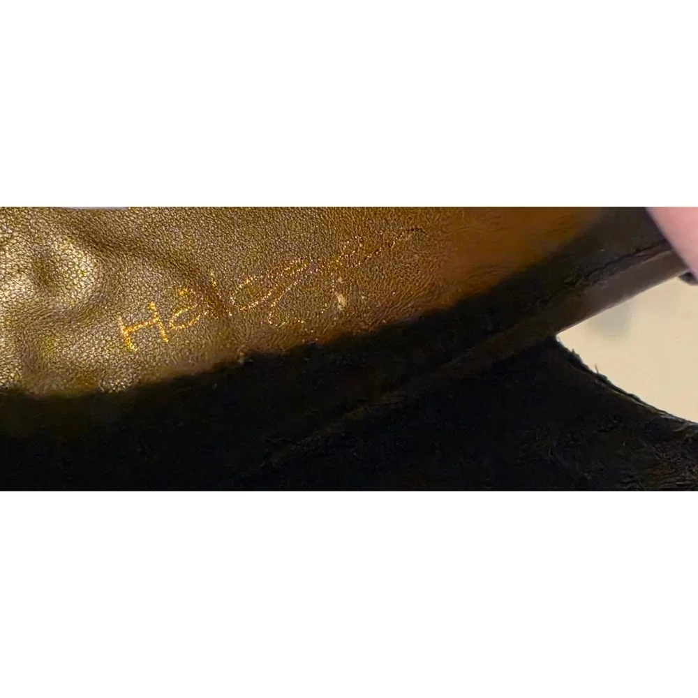 Halogen Lynden Taupe Tan Leather Brogue Triple Buckle Platform Heels 6.5M
